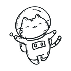 Cute cat astronaut exploring space in a fun adventure
