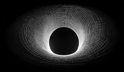 Abstract tunnel of white lines converging on a dark center