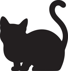 Black and white cat silhouette illustration on white background