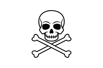 Skull and Crossbones Simple Vector Illustration in Black and White Silhouette Style silhouette