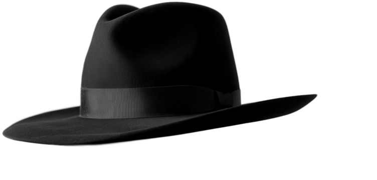 Classic black fedora hat with a sleek design perfect for various occasions and styles