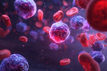 Microscopic view of blood cells