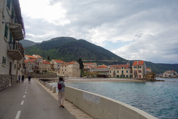 Vis Island, Croatia - 04.26.2025: view of Komiza municipality, located on the island of Vis in Adriatic Sea