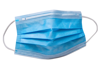 Blue surgical mask for protection and hygiene in healthcare and public safety environments