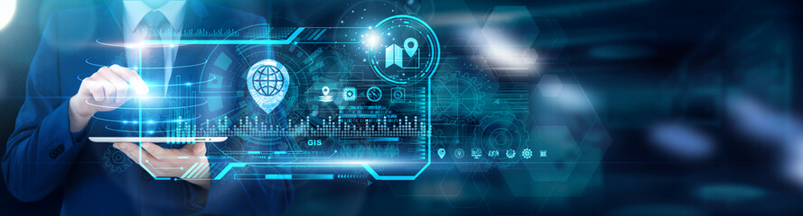 Geospatial Analyst - Cartographer using tablet analyzing GIS LiDAR point clouds and demographic overlay trends, real-time satellite imagery change detection. Spatial autocorrelation models.