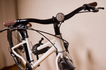 A stylish and modern bicycle handlebar designed with an LED light and integrated cables
