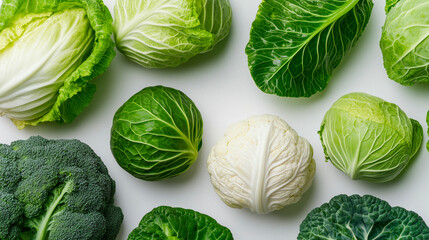 Fototapeta premium healthy background of cruciferous cabbage family