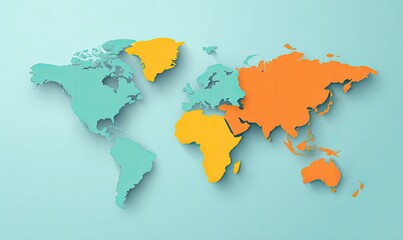 Obraz premium World map, three-color sections