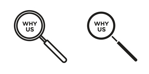 Why us icon. concept solid and line style in black. EPS 10