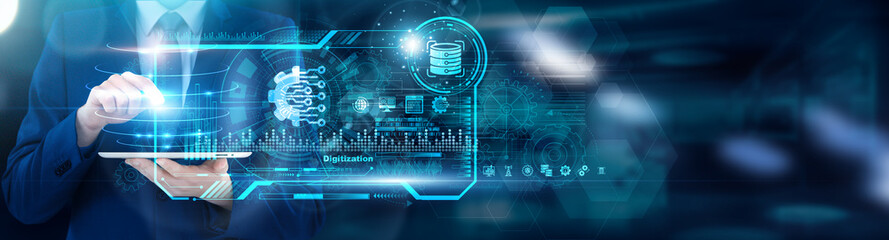 Digital Archivist using tablet analyzing Digitization OCR accuracy rates and metadata tagging...