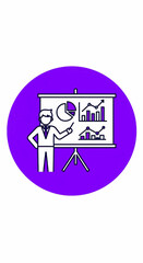 Fototapeta premium Business Presentation Illustration Person Explaining Data Charts on a Screen During a Meeting