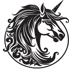 Obraz premium Majestic Unicorn Head in Circle