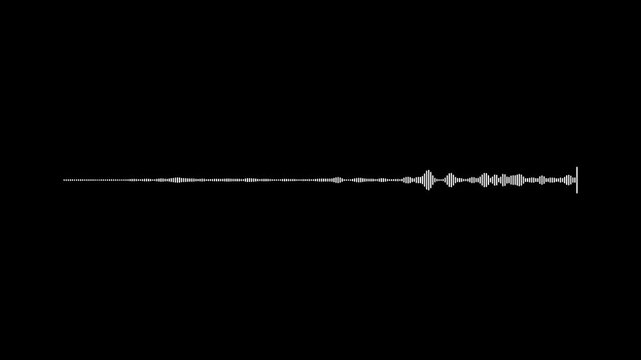 Abstract Sound Wave Spectrum Animation. Digital Audio Frequency Waveform in White. 4K Music Equalizer Effect. Black Background Visual for Studio, Podcast, or DJ Use.