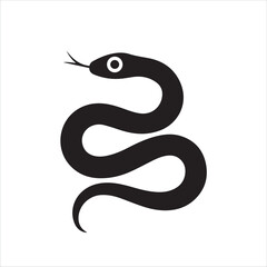 Fototapeta premium Stylized black snake illustration with wide eye