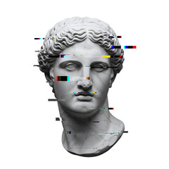 Classic statue with glitch art effect © PNG Lab