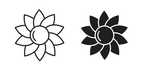 Fototapeta premium Sunflower icon. concept solid and line style in black. EPS 10