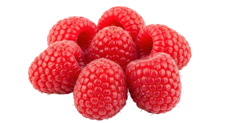Isolated Pile of Raspberries, Red Fresh Fruits
