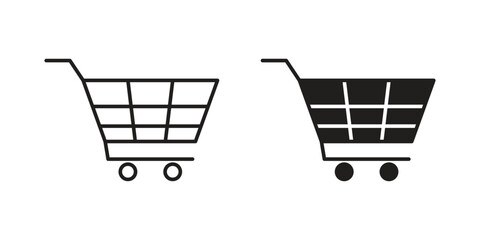 Shopping cart icon. concept solid and line style in black. EPS 10 © Annimo