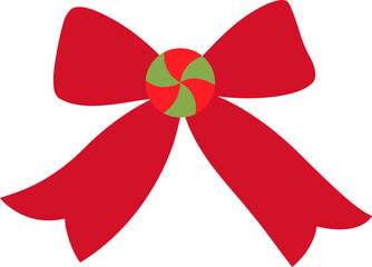 Christmas Candy Bow Flat Vector icon.
Festive Christmas Gift Bow Illustration.
Transparent background. svg.