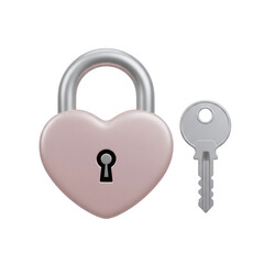 Pink heart shaped padlock with key