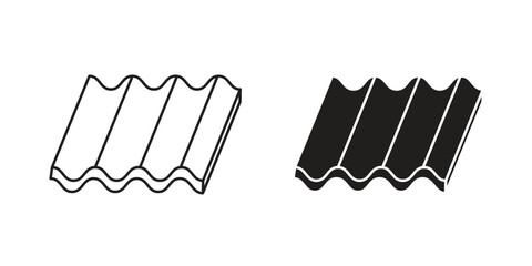 Roof tile icon. concept solid and line style in black. EPS 10