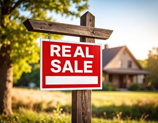 Obraz premium Real estate sign in front of a home