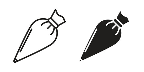 Pastry bag icon. concept solid and line style in black. EPS 10