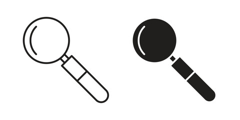 Magnifying glass icon. concept solid and line style in black. EPS 10