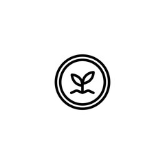 Simple sprout icon grows inside circular border isolated white background