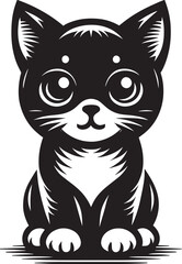 Obraz premium Cat Silhouette Kitten Animal Vector Art Black Illustration Cute Pet Design Cartoon Graphic