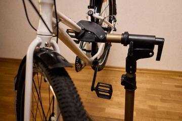 Utilizing a Bike Maintenance Setup Complete with a Repair Stand, Essential Tools, and More
