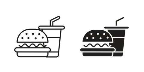 Fast food icon. concept solid and line style in black. EPS 10