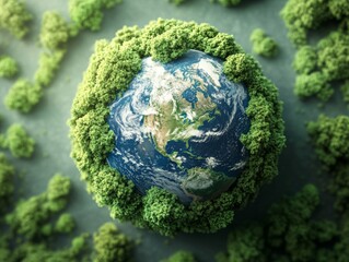 Eco-friendly theme with a globe surrounded by green plants, symbolizing the importance of preserving our planet.