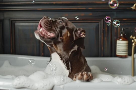 dog bath, AI generated video