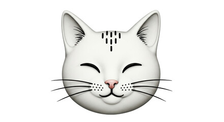 Isolated Cartoon Cat Face, Smiling