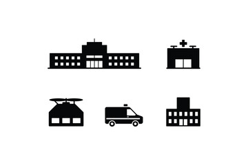 Hospital building ambulance helicopter medical facility vector
