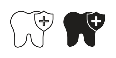 Dental insurance icon. concept solid and line style in black. EPS 10