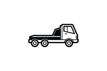 Fototapeta premium Stylized Flatbed Truck Illustration in Black and White Minimalist Silhouette