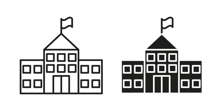 City hall icon. concept solid and line style in black. EPS 10