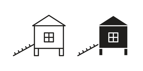 Chicken coop icon. concept solid and line style in black. EPS 10 © Annimo