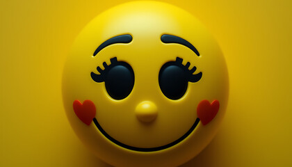 Fototapeta premium A cute yellow emoji face showcases bright, cheerful expression, ideal for conveying positive emotion or fun sentiments with the design and minimalistic style.