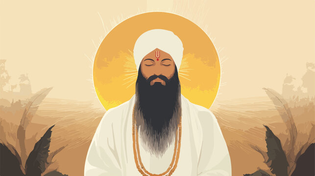 Guru Tegh Bahadur Portrait Vector Illustration