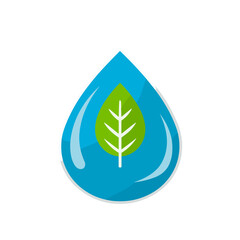 Water Droplet Pictogram with Leaf Inside in Clean Flat Style