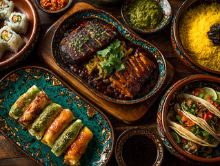 異国情緒あふれる美食のテーブル