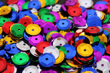 Background full of colorful round sequins