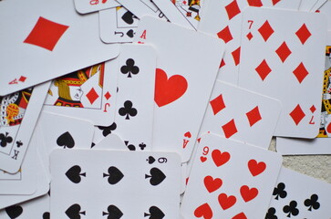 Background of general cards, a scattered deck of cards