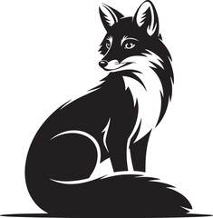 Fox Silhouette Animal Vector Art Black Illustration Sitting Wild Nature Design