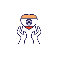 Love India Hand icon design with white background stock illustration