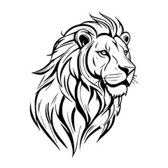 Majestic Lion Head with Flowing Mane – Flat Style Vector Illustration

