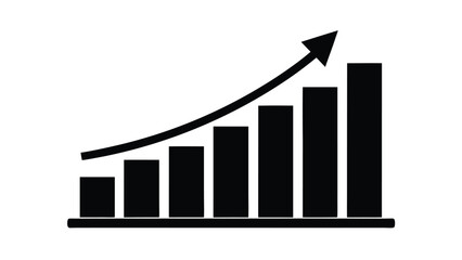Rising Bar Graph with Arrow Representing Growth and Success